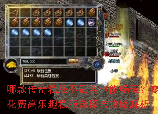 哪款传奇私服不氪金也能畅玩?零花费高乐趣私服选择与攻略解析 哪款传奇私服不氪金也能畅玩?零花费高乐趣私服选择与攻略解析