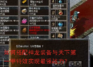 如何搭配神龙装备与天下第一甲特效实现最强战力? 如何搭配神龙装备与天下第一甲特效实现最强战力?