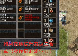 如何快速提升雷霆二合一单职业传奇的战斗力? 如何快速提升雷霆二合一单职业传奇的战斗力?