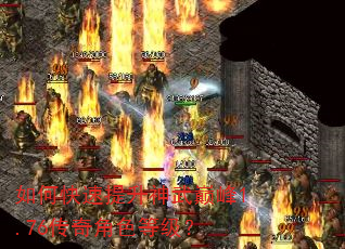 如何快速提升神武巅峰1.76传奇角色等级? 如何快速提升神武巅峰1.76传奇角色等级?