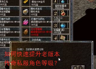 如何快速提升老版本传奇私服角色等级? 如何快速提升老版本传奇私服角色等级?