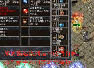 如何快速找到适合的传奇私服?新手入门攻略全解析 如何快速找到适合的传奇私服?新手入门攻略全解析
