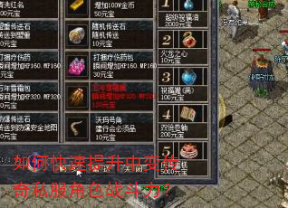 如何快速提升中变传奇私服角色战斗力? 如何快速提升中变传奇私服角色战斗力?